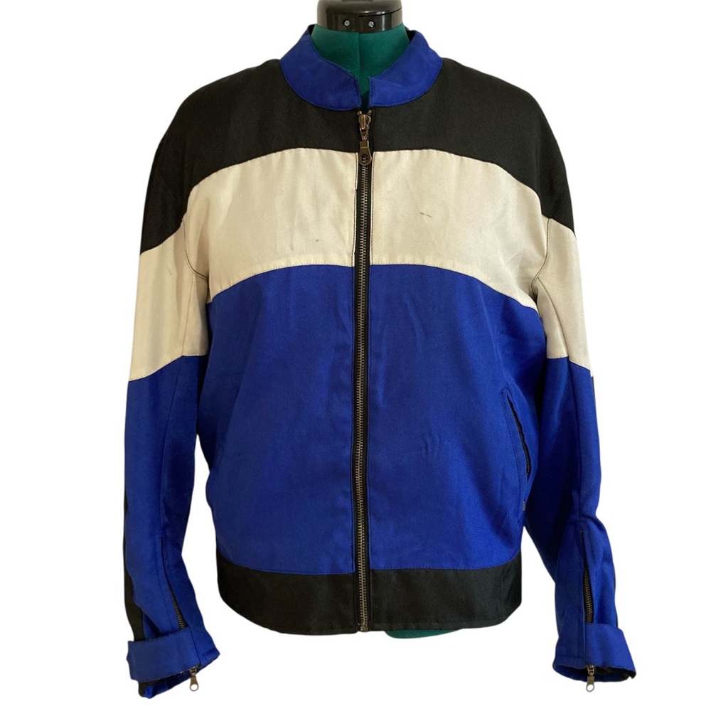 Vintage SKStar Leather Striped Nylon Racing Jacket
